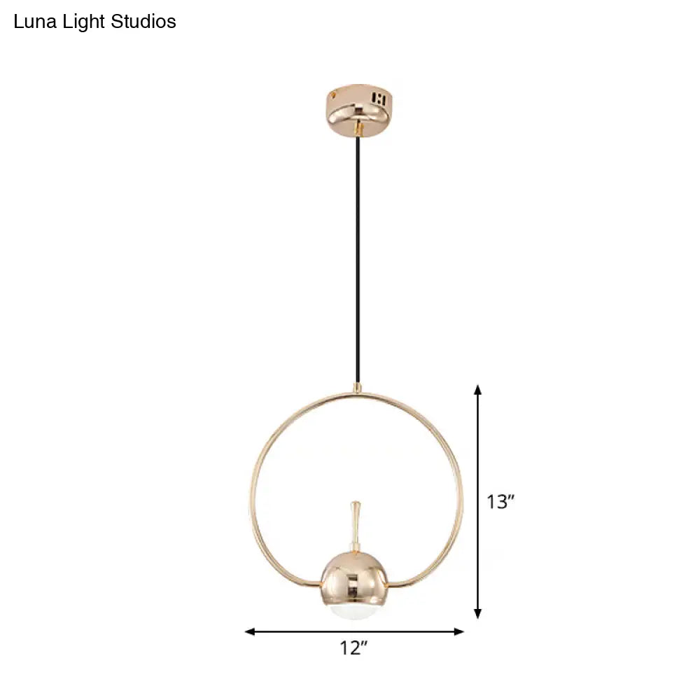 Rose Gold Led Pendant Light With Minimalist Design And Acrylic Dome Shade -