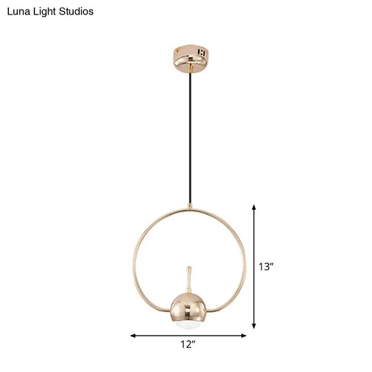 Rose Gold Led Pendant Light With Minimalist Design And Acrylic Dome Shade -