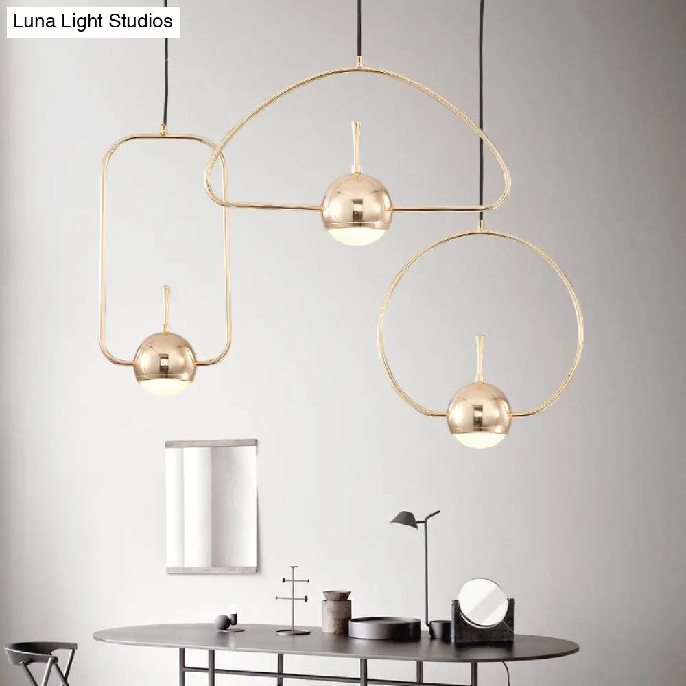 Modern Led Pendant Ceiling Light In Rose Gold Round/Triangle/Rectangle Shape With Acrylic Dome Shade