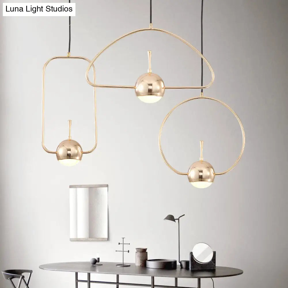 Rose Gold Led Pendant Light With Minimalist Design And Acrylic Dome Shade -