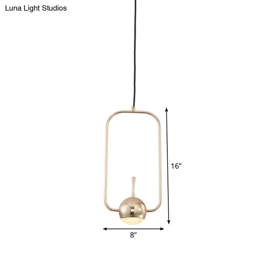 Modern Led Pendant Ceiling Light In Rose Gold Round/Triangle/Rectangle Shape With Acrylic Dome Shade