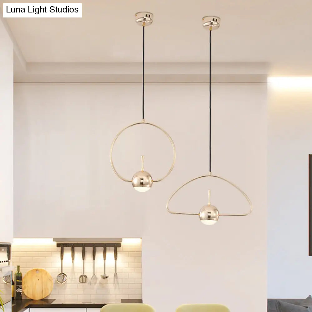 Rose Gold Led Pendant Light With Minimalist Design And Acrylic Dome Shade -