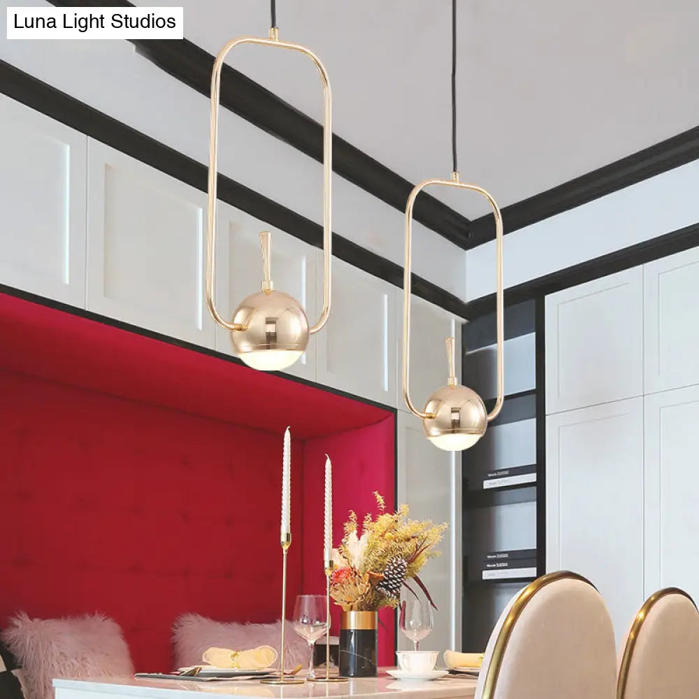 Modern Led Pendant Ceiling Light In Rose Gold Round/Triangle/Rectangle Shape With Acrylic Dome Shade