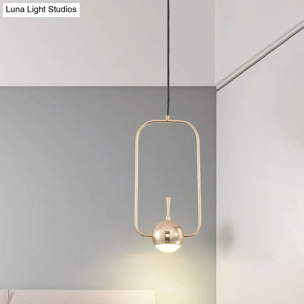 Modern Led Pendant Ceiling Light In Rose Gold Round/Triangle/Rectangle Shape With Acrylic Dome Shade