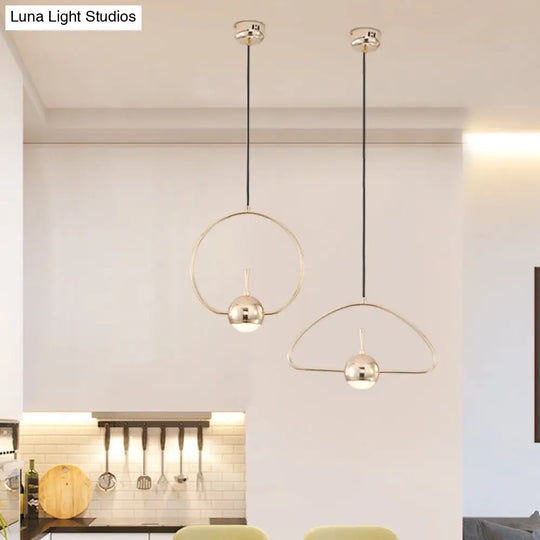 Modern Led Pendant Ceiling Light In Rose Gold Round/Triangle/Rectangle Shape With Acrylic Dome Shade