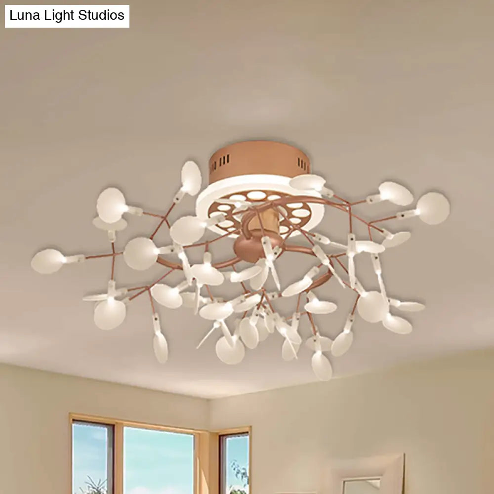 Rose Gold Metallic Branch Ceiling Lamp - Stunning Semi Flush Dining Room Light