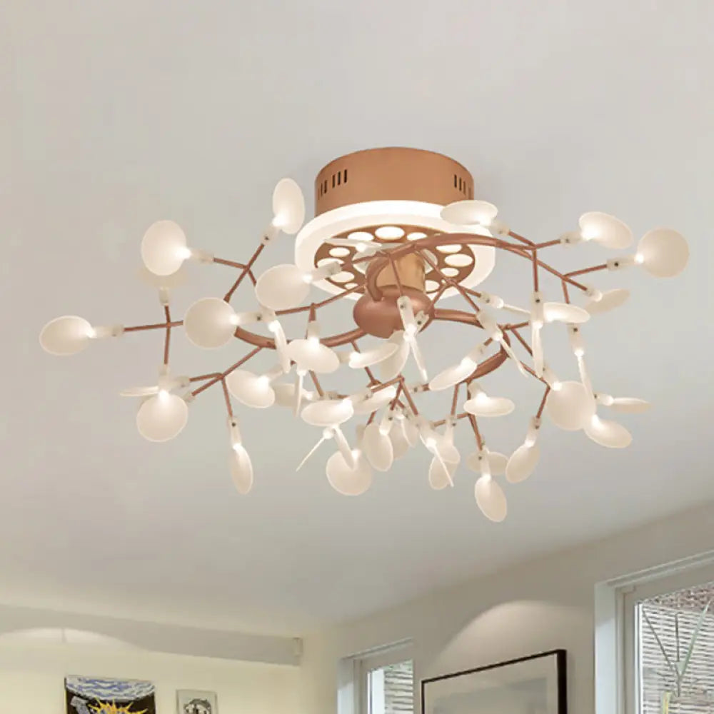 Rose Gold Metallic Branch Ceiling Lamp - Stunning Semi Flush Dining Room Light 48 /