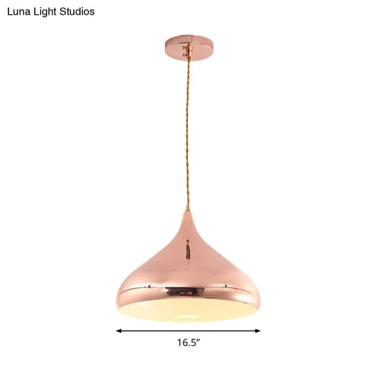 Rose Gold Onion-Shaped Modern Pendant Lamp For Bedroom