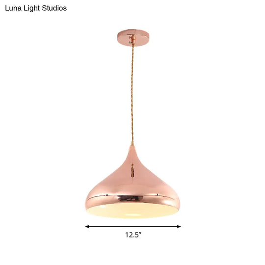 Rose Gold Onion-Shaped Modern Pendant Lamp For Bedroom