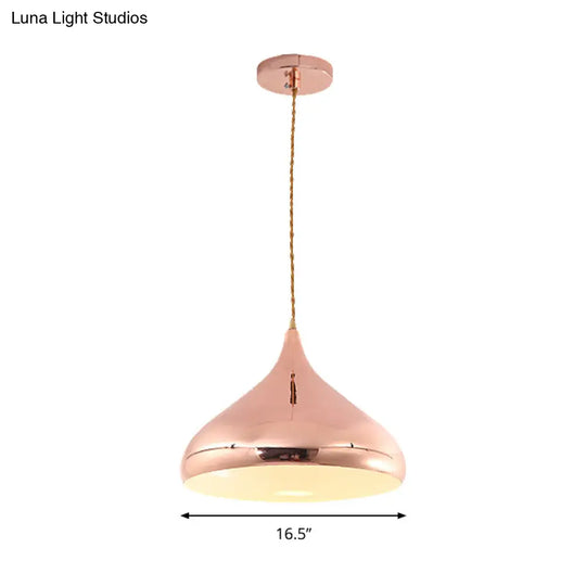 Rose Gold Contemporary Onion Shaped Bedroom Pendant Lamp With Metal Finish