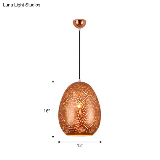 Rose Gold Urn Pendant Lamp - Decorative 1 Head Metal Ceiling Hanging Light 8/12 Wide