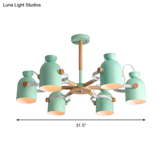 Rotatable 6-Light Macaron Style Pendant Light For Kindergarten Classrooms