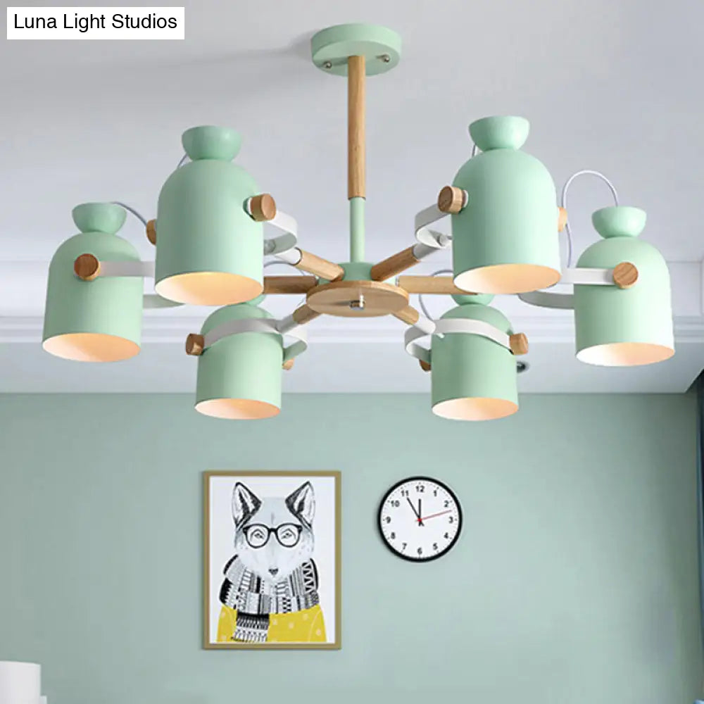 Rotatable 6-Light Macaron Style Pendant Light For Kindergarten Classrooms