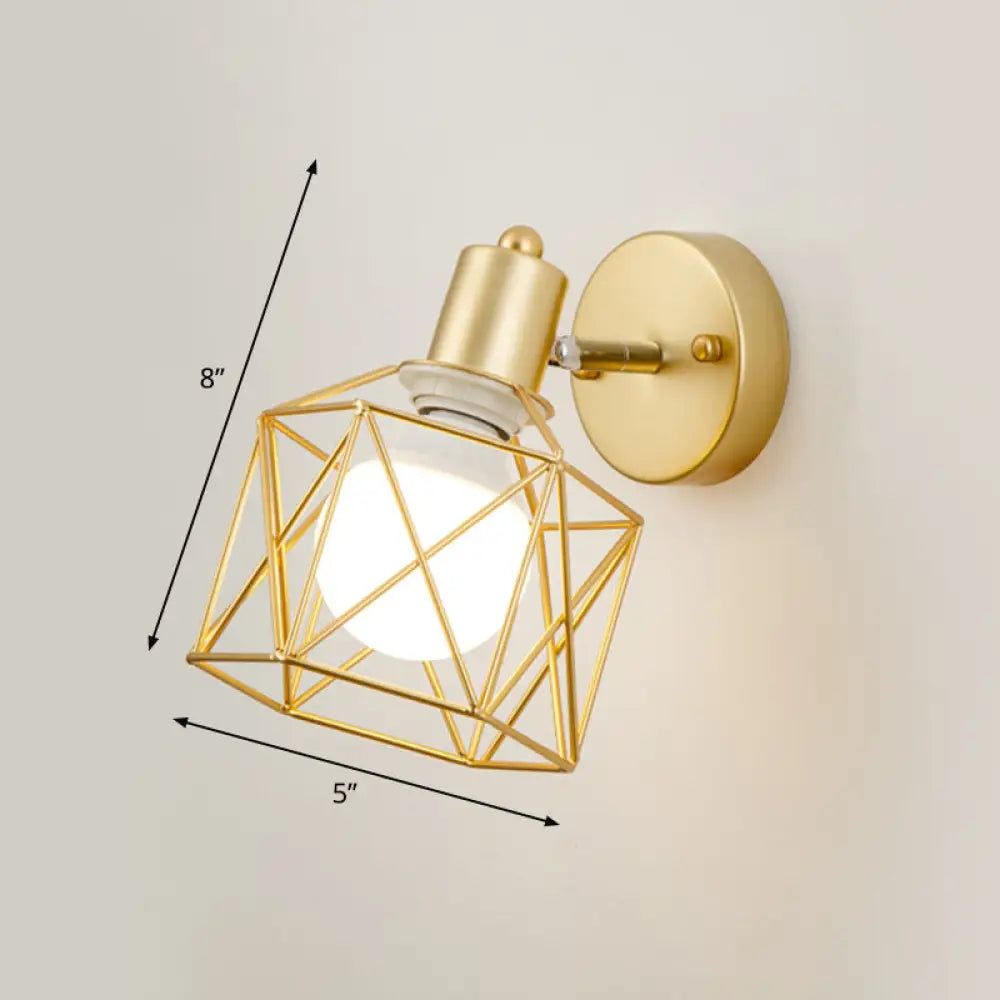 Rotatable Antique Gold Hexagonal Wall Mount Light Fixture