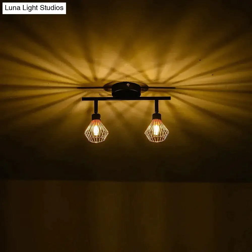 Rotatable Black Ceiling Lamp Lighting With Creative Cage Angle Adjustable G9 Lights Bulb For Store