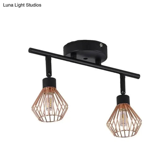 Rotatable Black Ceiling Lamp Lighting With Creative Cage Angle Adjustable G9 Lights Bulb For Store