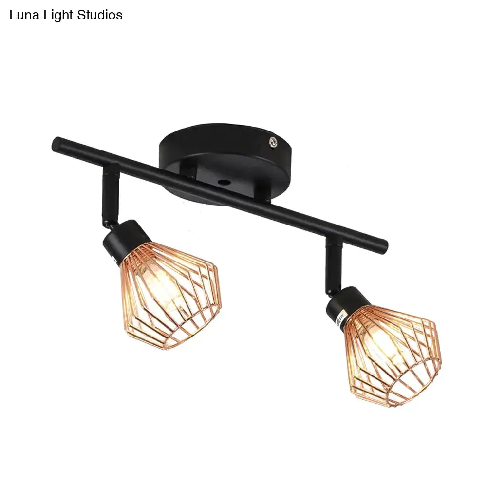 Rotatable Black Ceiling Lamp Lighting With Creative Cage Angle Adjustable G9 Lights Bulb For Store