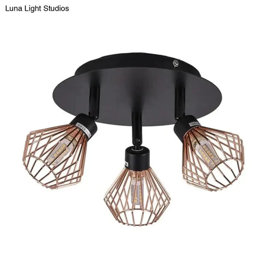 Rotatable Black Ceiling Lamp Lighting With Creative Cage Angle Adjustable G9 Lights Bulb For Store