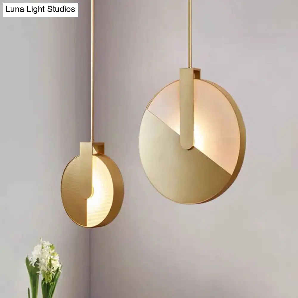 Rotatable Circle Panel Led Ceiling Lamp In White/Warm Light - Modern Aluminum And Brass Design