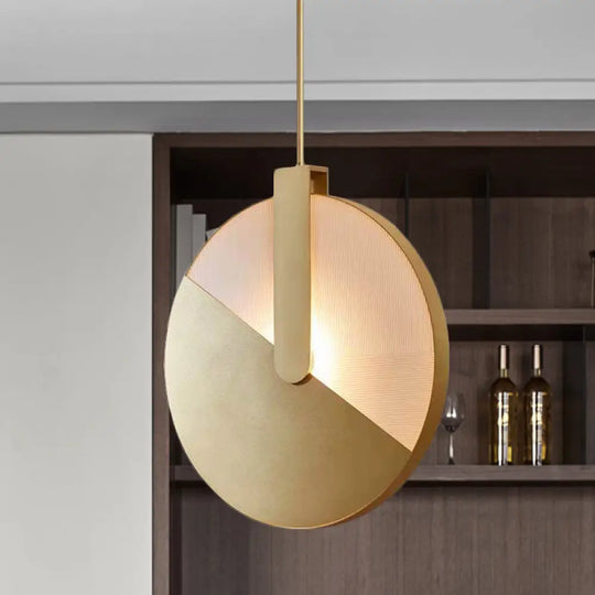 Rotatable Circle Panel Led Ceiling Lamp In White/Warm Light - Modern Aluminum And Brass Design /