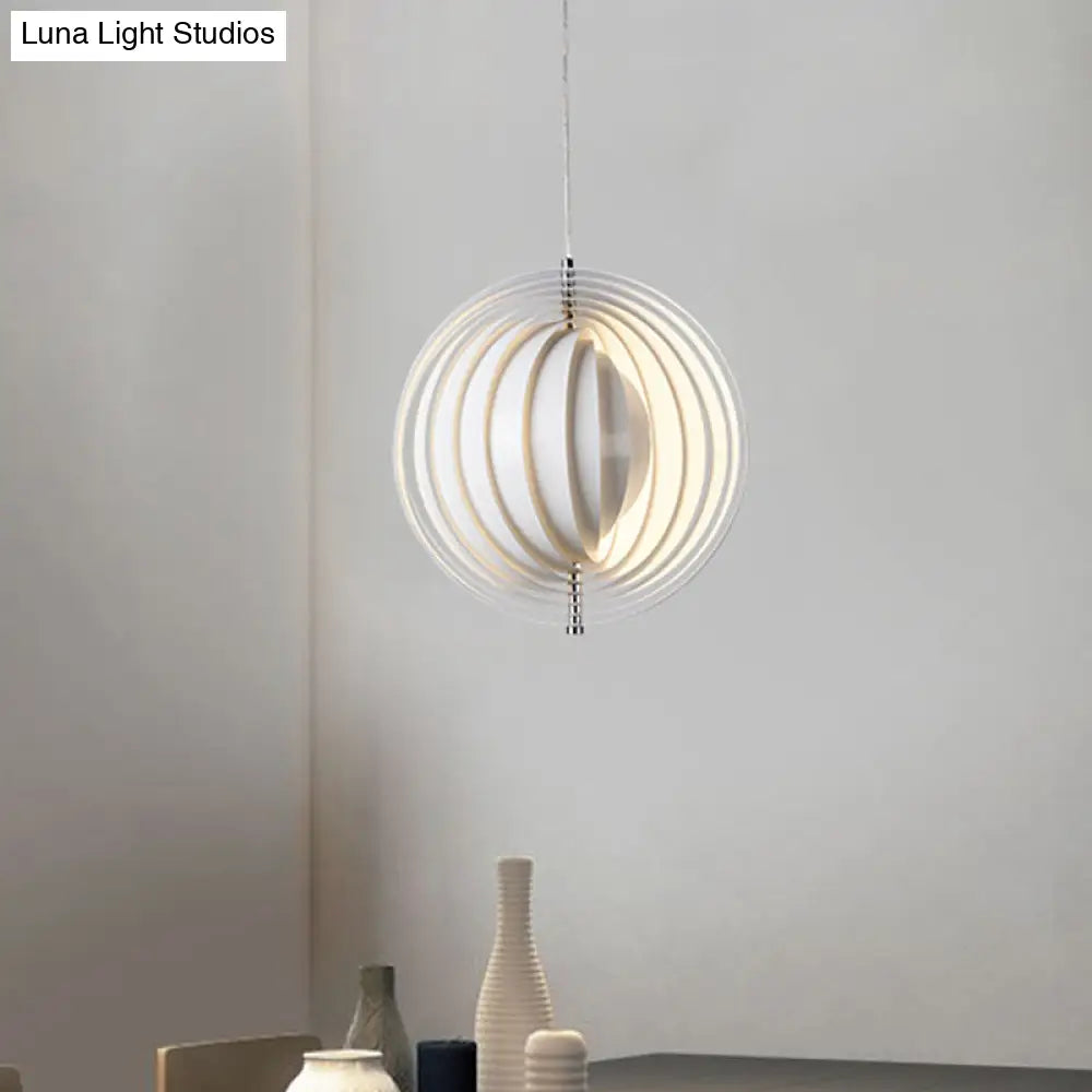 Rotatable Eclipse Ball Pendant Light In Nordic Style - White Aluminum For Single Lounge