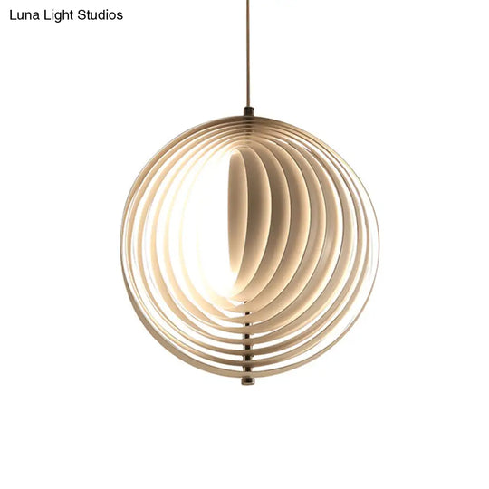 Rotatable Eclipse Ball Pendant Light In Nordic Style - White Aluminum For Single Lounge