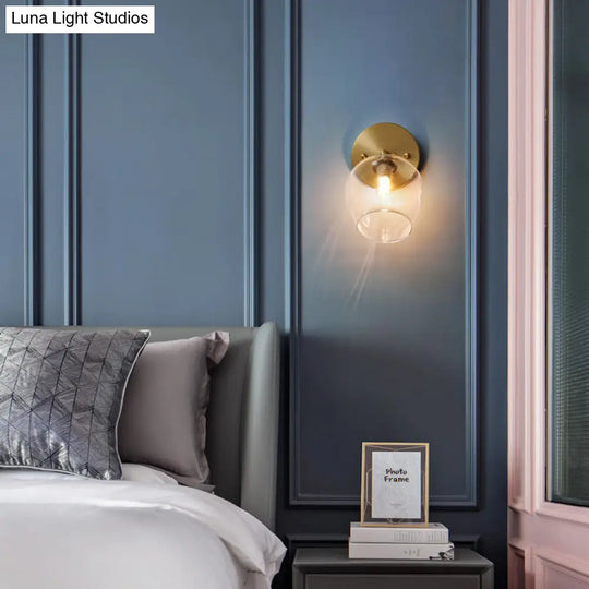 Rotatable Glass Wall Sconce - Small And Stylish Postmodern Brass Light