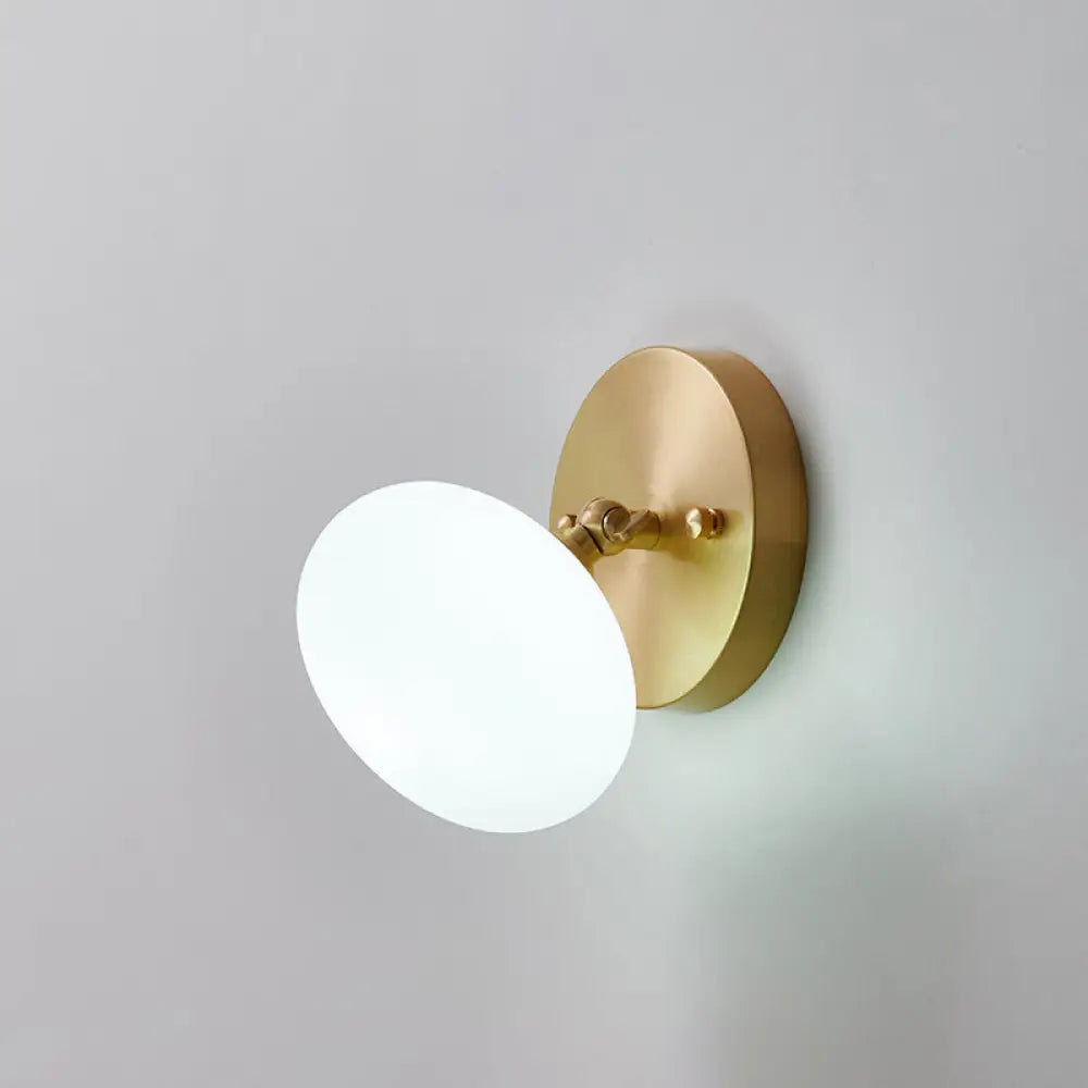 Rotatable Glass Wall Sconce - Small And Stylish Postmodern Brass Light / Ellipsoidal