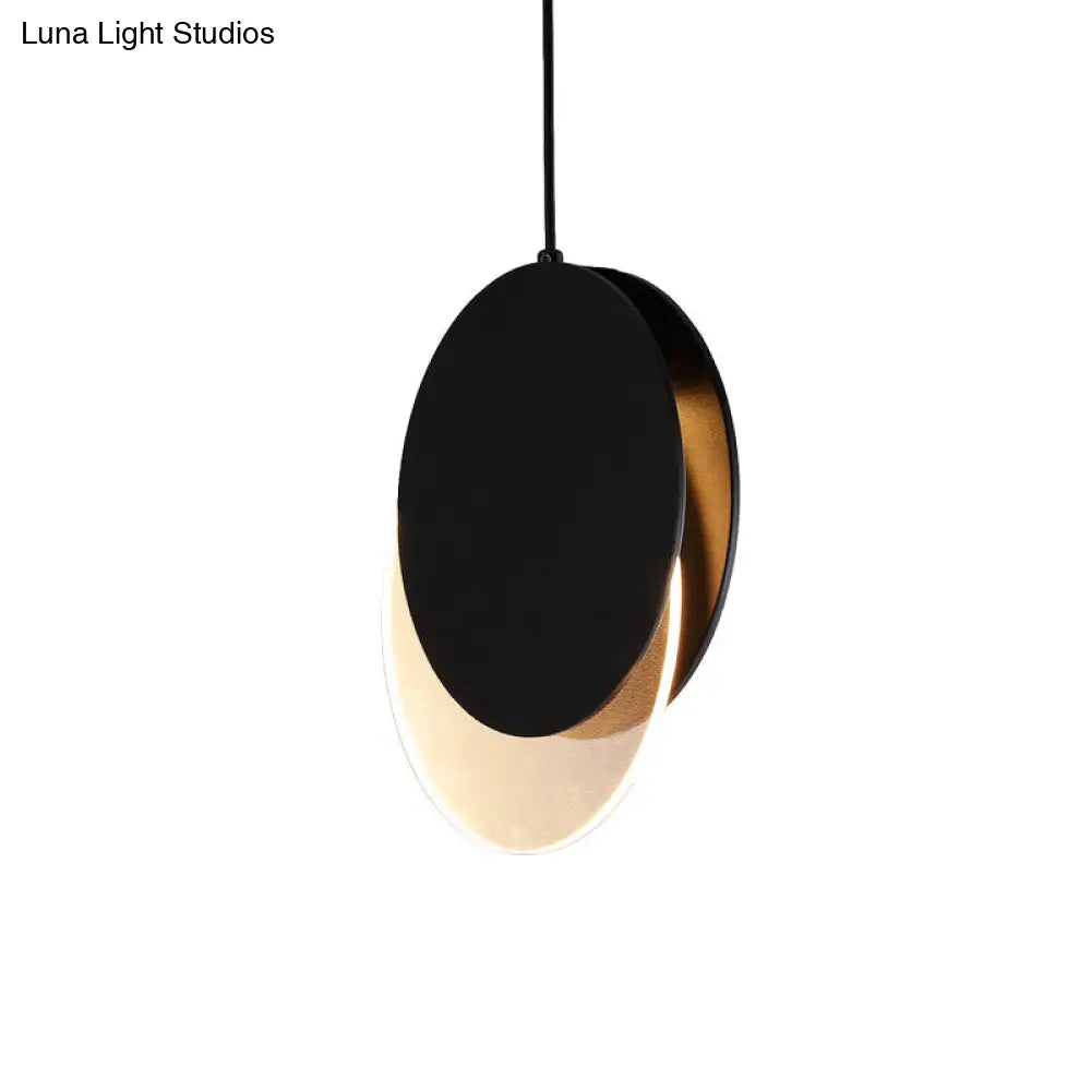 Modern Led Pendant Hanging Lamp - Rotatable Crescent Drop Light With Acrylic Shade In Black/White