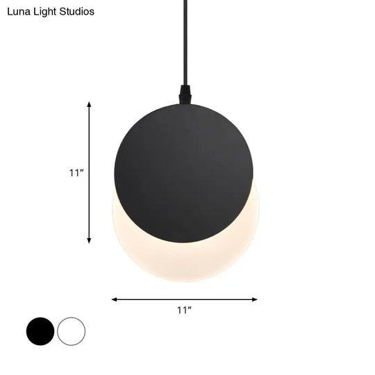 Rotatable Led Pendant Hanging Lamp With Acrylic Shade In Warm/White Light 7’/11’W - Black/White