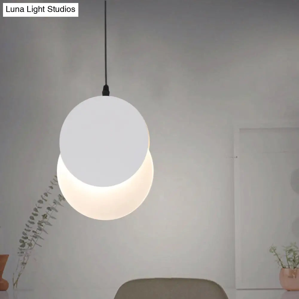 Rotatable Led Pendant Hanging Lamp With Acrylic Shade In Warm/White Light 7’/11’W - Black/White