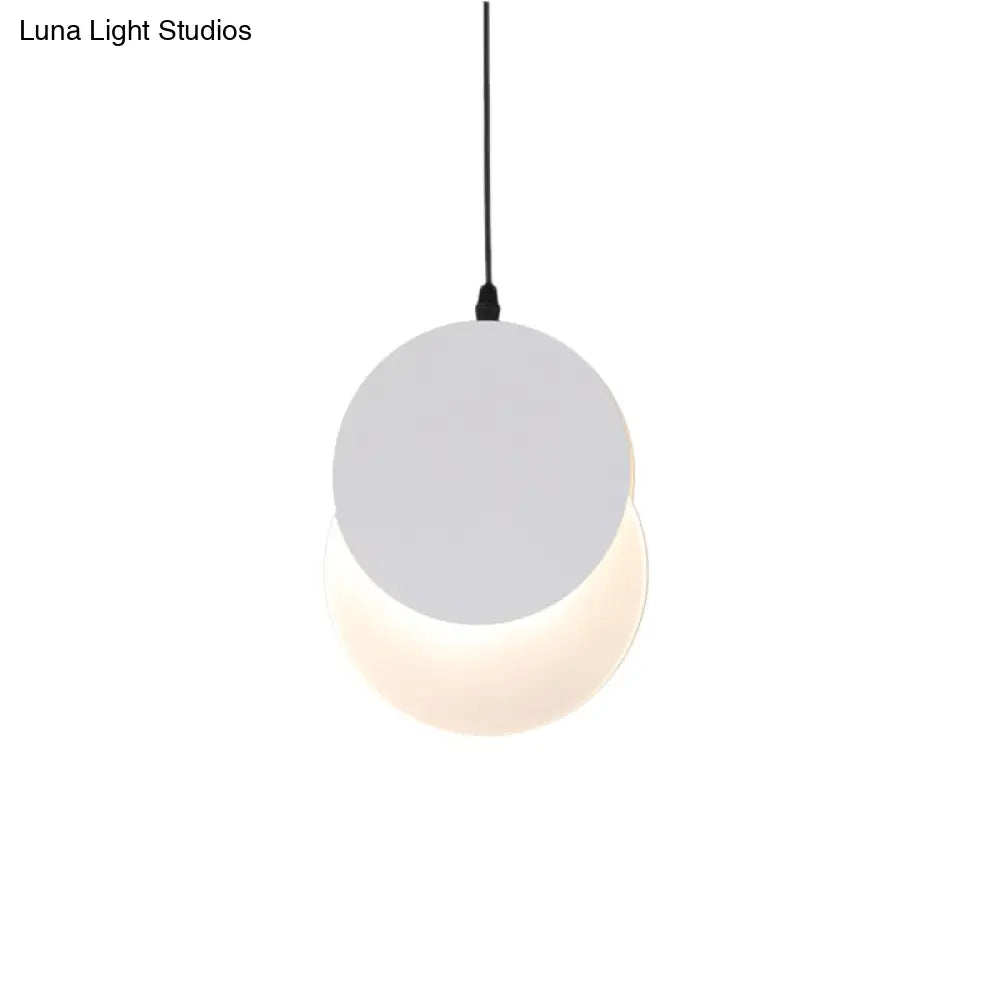 Modern Led Pendant Hanging Lamp - Rotatable Crescent Drop Light With Acrylic Shade In Black/White