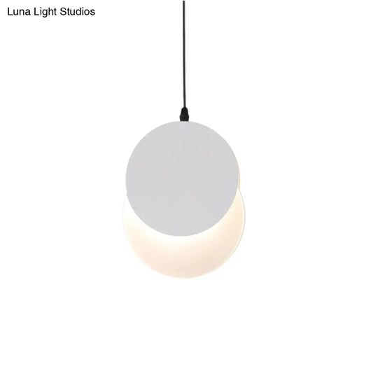 Modern Led Pendant Hanging Lamp - Rotatable Crescent Drop Light With Acrylic Shade In Black/White