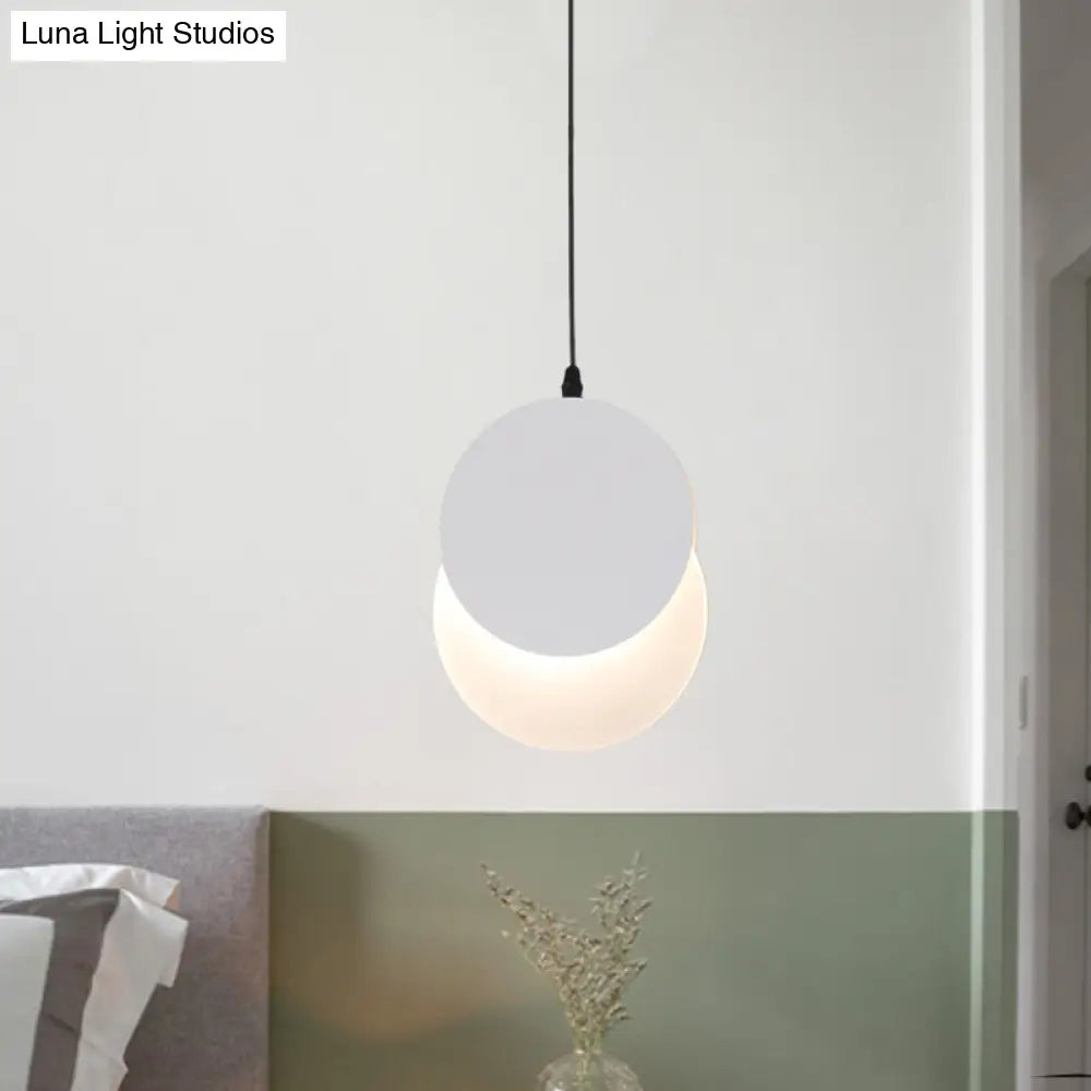 Modern Led Pendant Hanging Lamp - Rotatable Crescent Drop Light With Acrylic Shade In Black/White