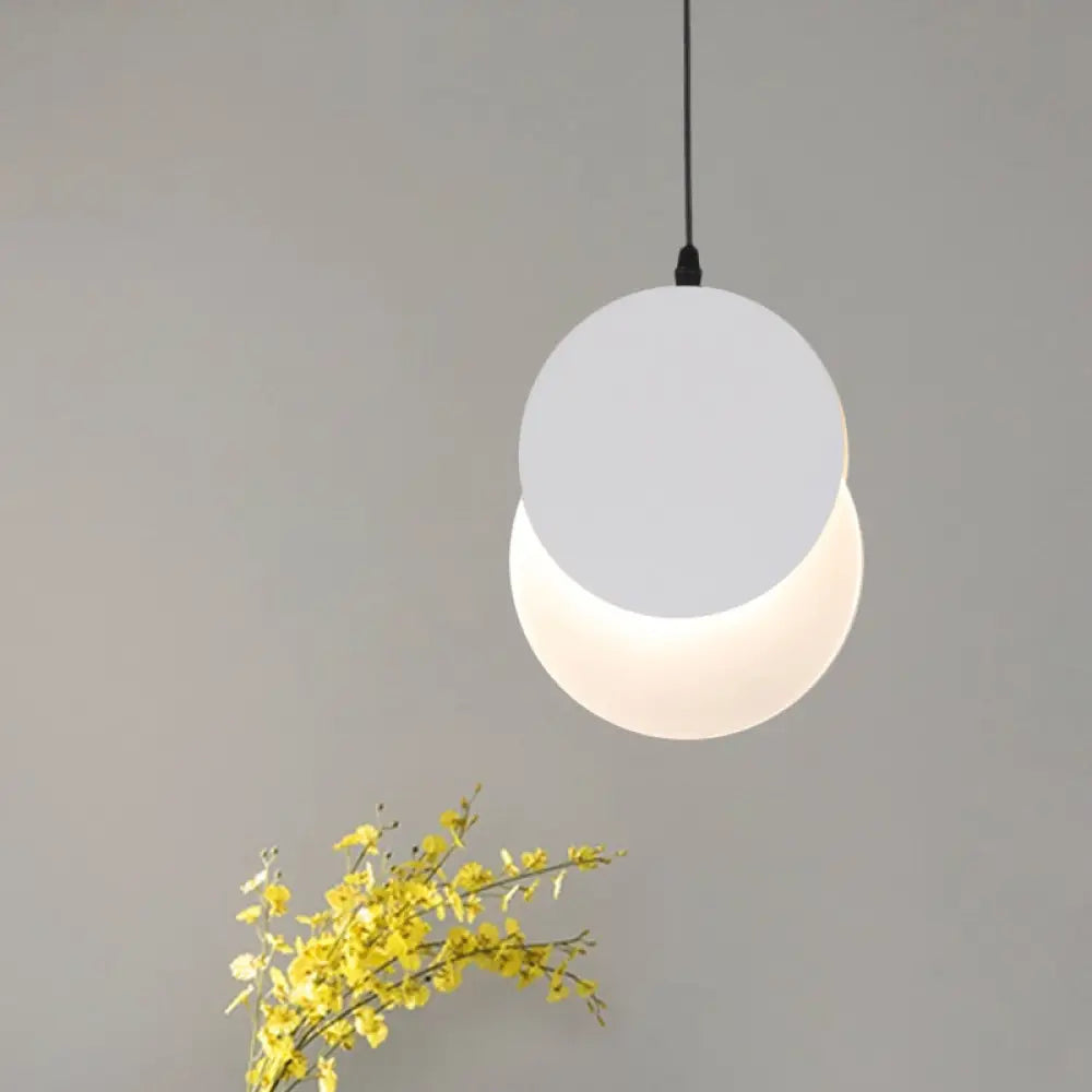 Rotatable Led Pendant Hanging Lamp With Acrylic Shade In Warm/White Light 7’/11’W - Black/White