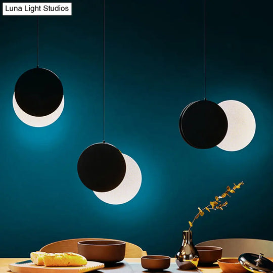 Modern Led Pendant Hanging Lamp - Rotatable Crescent Drop Light With Acrylic Shade In Black/White