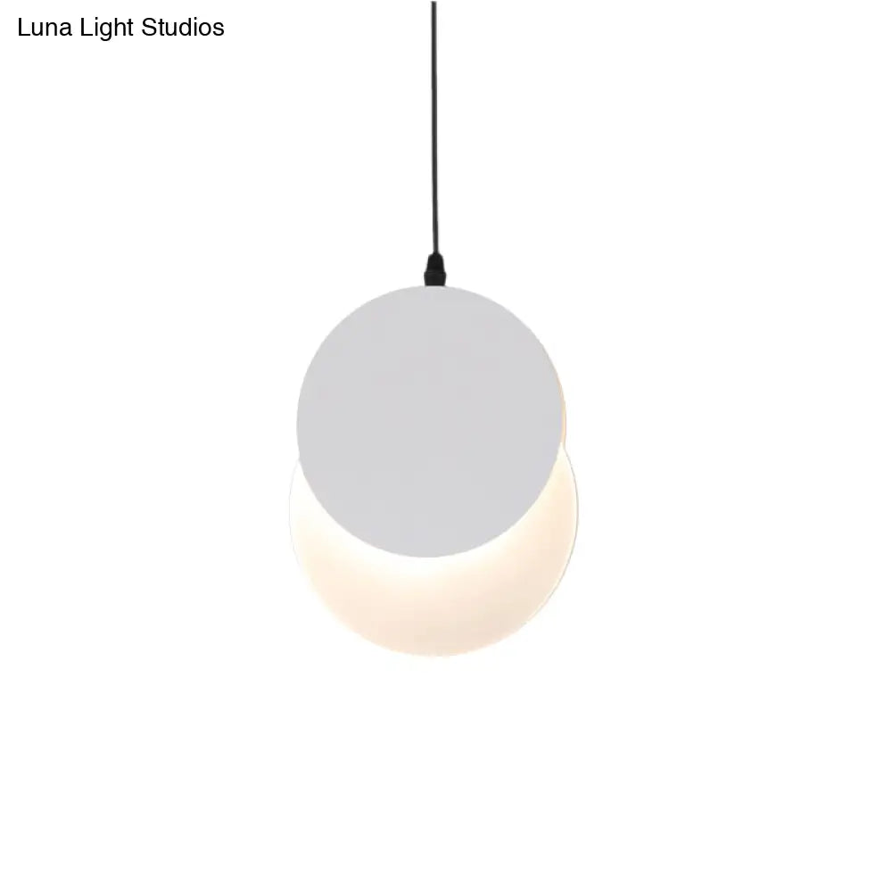 Rotatable Led Pendant Hanging Lamp With Acrylic Shade In Warm/White Light 7’/11’W - Black/White