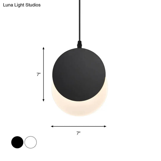 Modern Led Pendant Hanging Lamp - Rotatable Crescent Drop Light With Acrylic Shade In Black/White