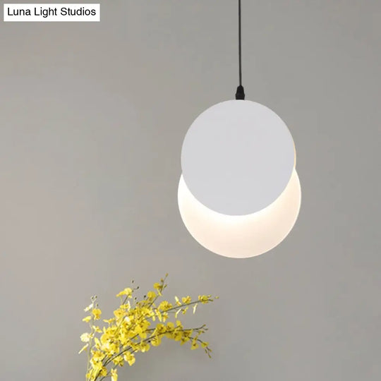 Modern Led Pendant Hanging Lamp - Rotatable Crescent Drop Light With Acrylic Shade In Black/White