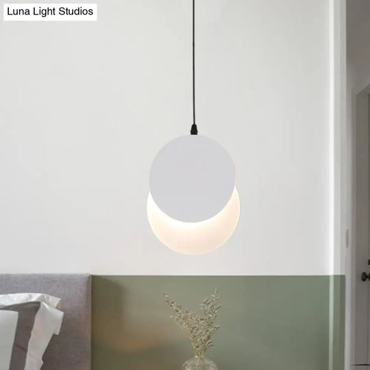 Rotatable Led Pendant Hanging Lamp With Acrylic Shade In Warm/White Light 7’/11’W - Black/White