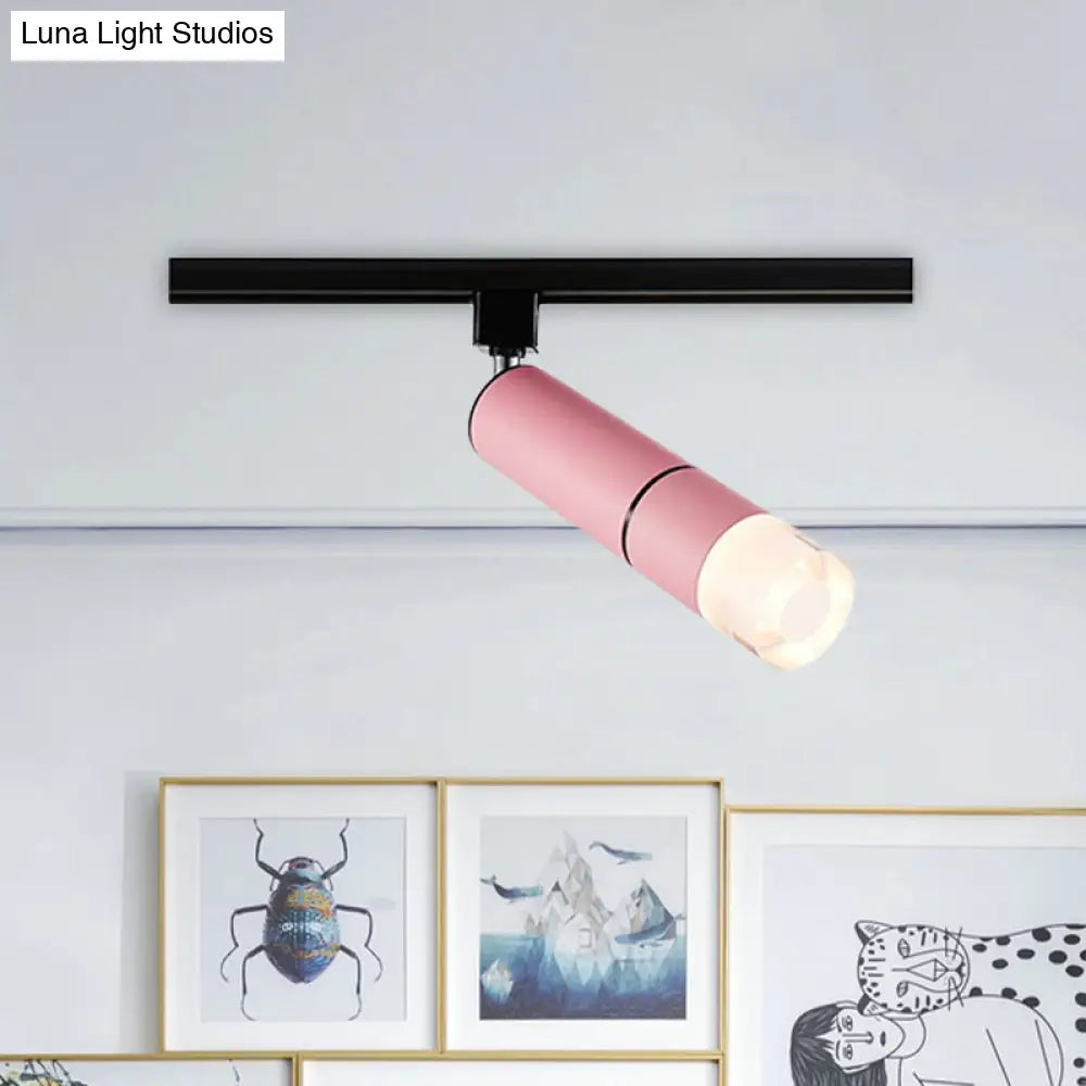 Rotatable Led Semi Flush Mount Lighting In White/Pink/Blue - Modern Aluminum Design