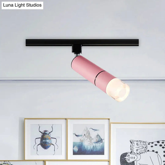 Rotatable Led Semi Flush Mount Lighting In White/Pink/Blue - Modern Aluminum Design