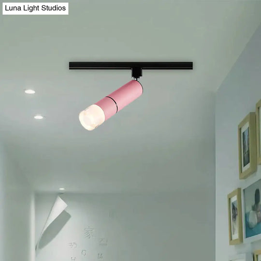 Rotatable Led Semi Flush Mount Lighting In White/Pink/Blue - Modern Aluminum Design