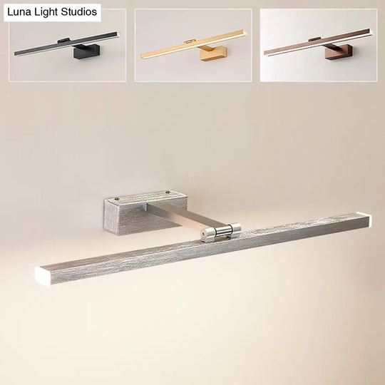 Rotatable Led Vanity Mirror Light: Sleek Metal Linear Wall Sconce For Bathrooms