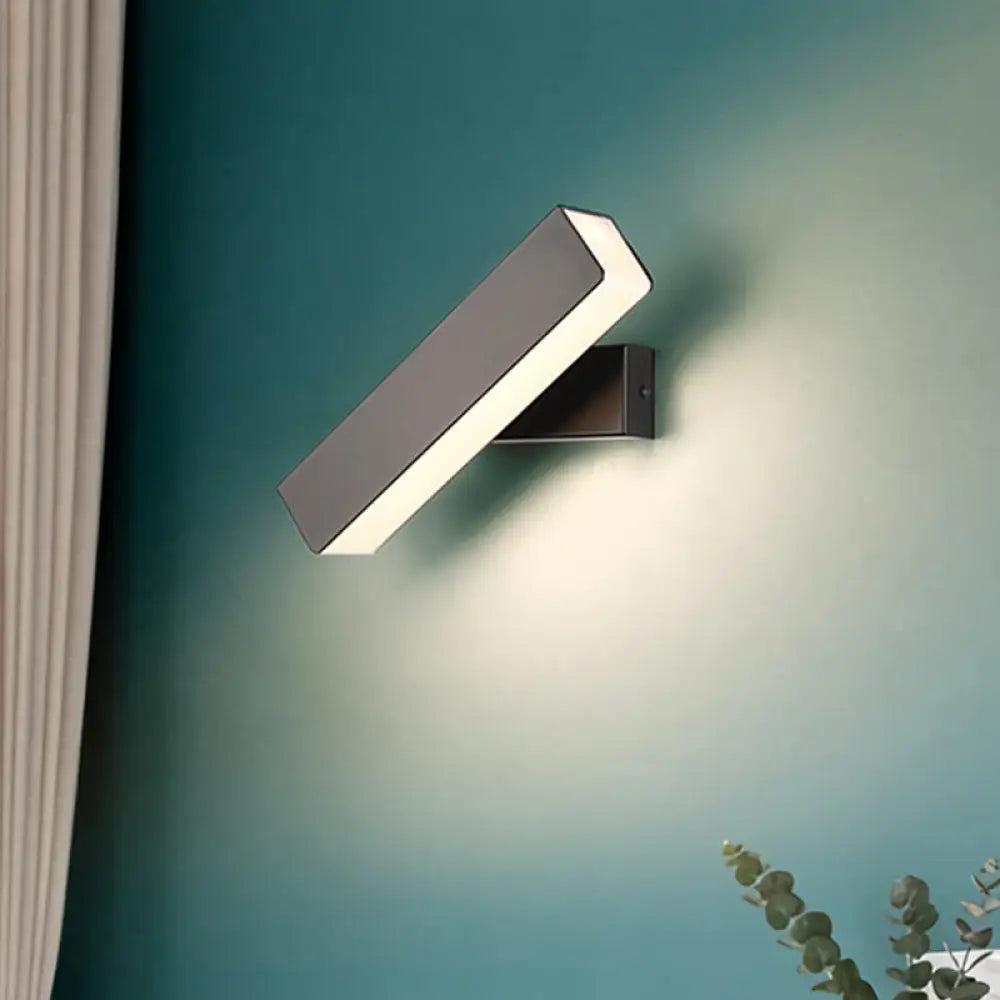 Rotatable Linear Led Wall Sconce Light - Simple Black/White Design Warm/White Black / White