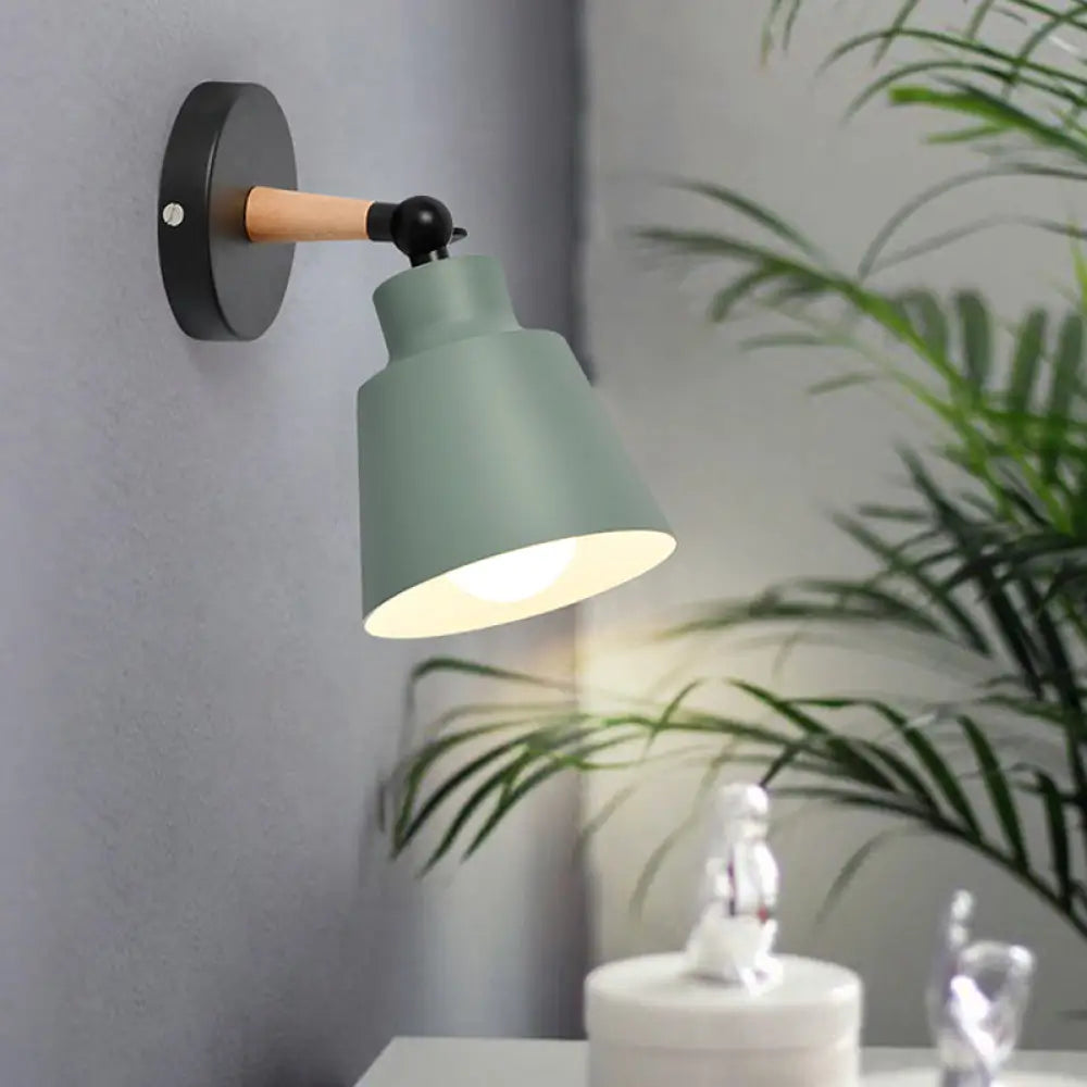 Rotatable Macaron-Colored Metal Wall Sconce With One Light For Living Room Green