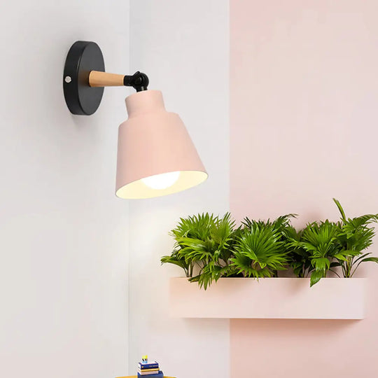 Rotatable Macaron-Colored Metal Wall Sconce With One Light For Living Room Pink