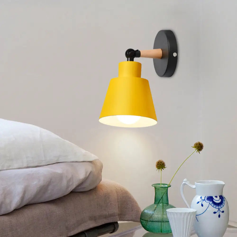 Rotatable Macaron-Colored Metal Wall Sconce With One Light For Living Room Yellow