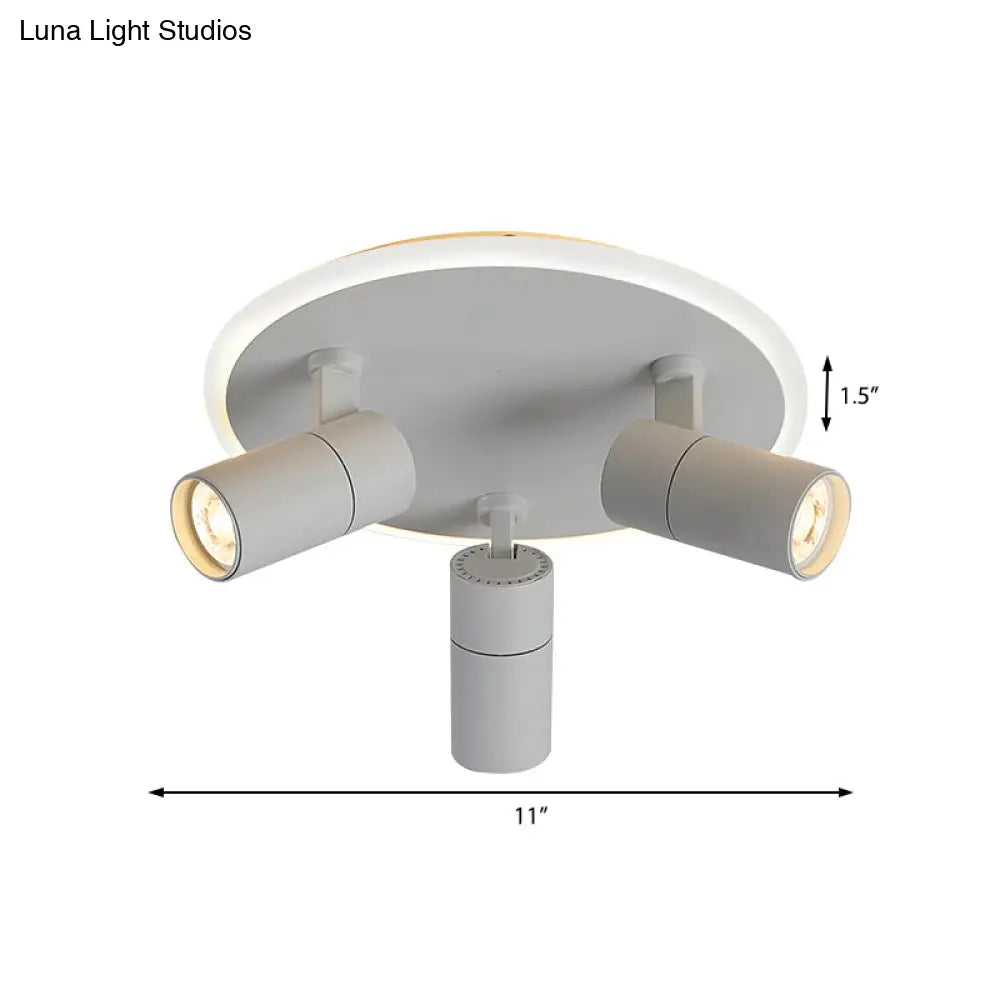 Rotatable Metal 4-Head Flush Mount Light With Warm/White Lighting - Ideal For Hallway And Office