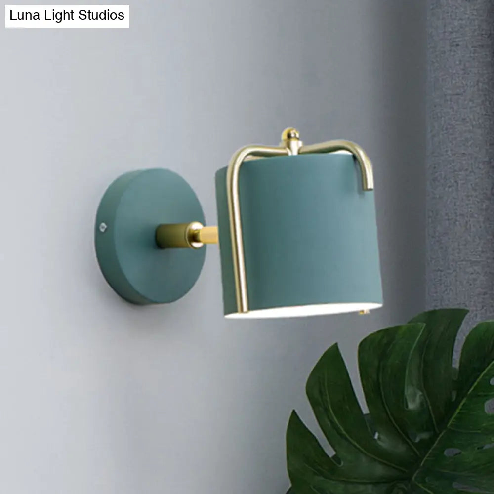 Rotatable Metal Cylinder Wall Light - Modern Macaron Loft Sconce For Bedroom Mirror